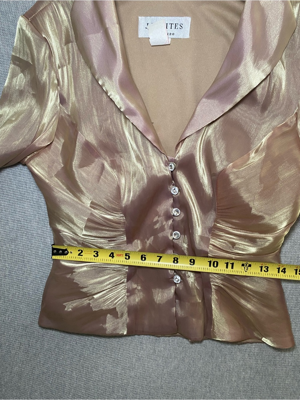 JR NITES BY CALIENDO Women's 8 Vintage Gold Metallic Blouse Blazer - Picture 4 of 6
